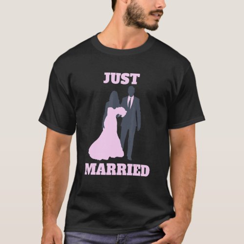 Just Married S For Couples Cute Bride And Groom We T_Shirt