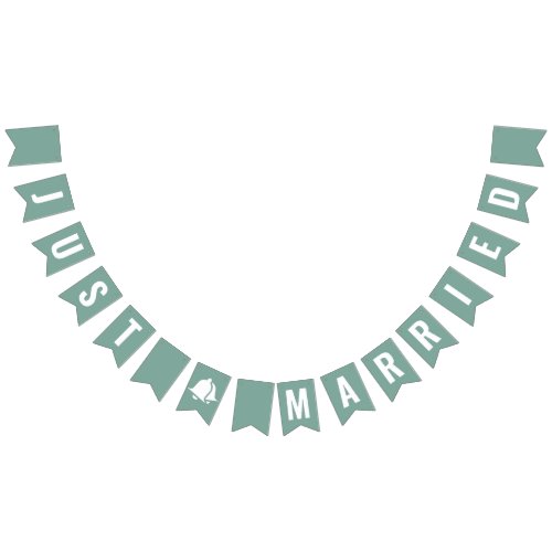 Just Married Sage Green Boho Bunting Flags