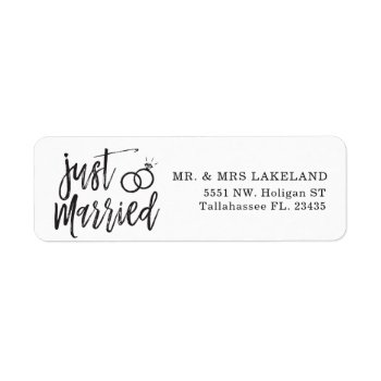 Just Married Script | Personalized Label by colorjungle at Zazzle