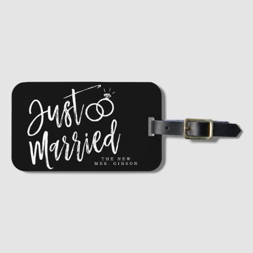 Just Married Script  Personalized Luggage Tag