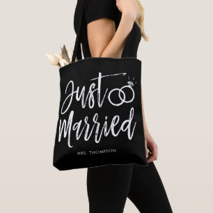 Just Married Script   Personalized Tote Bag