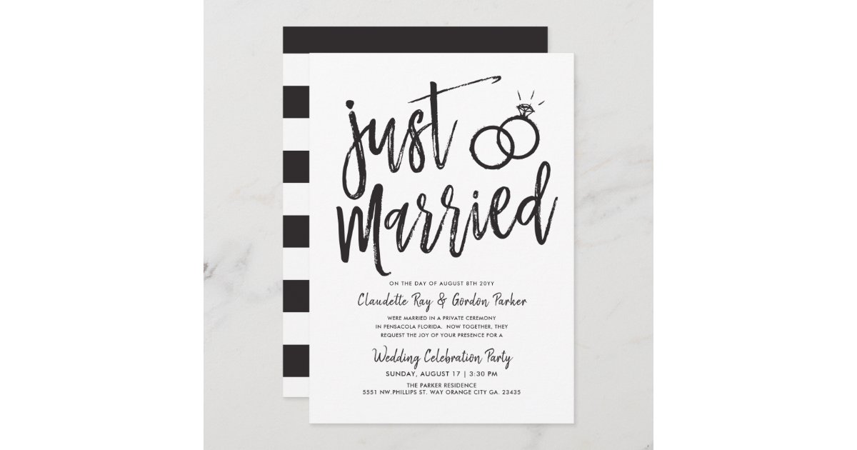 Just Married Script | Post Wedding Party Invitation | Zazzle