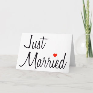 Just Married (Script With Red Heart) Announcement