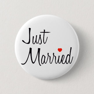 Just Married (Script With Red Heart) Button