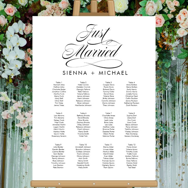 Just Married Seating Chart Foam Board (Creator Uploaded)