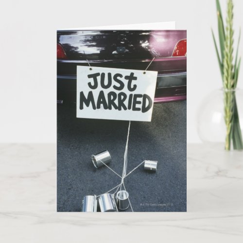 Just Married sign on the back of car Announcement