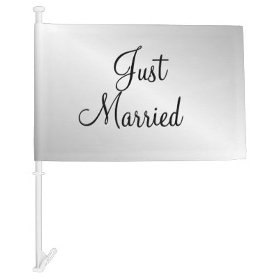 Just Married Silver Car Flag