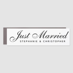 Just Married Simple Calligraphy Minimalist Names   Car Magnet