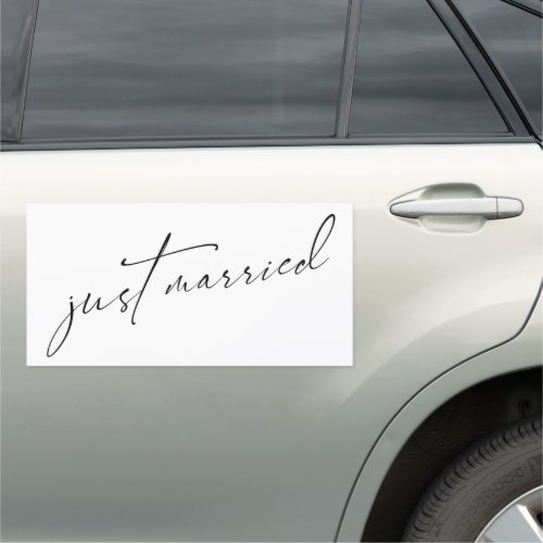 Just Married Simple Elegant Typography Car Magnet