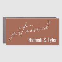 Just Married Simple Elegant Typography, Terracotta