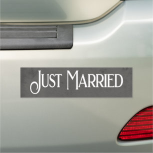 Just Married Simple Modern Gray White Car Magnet