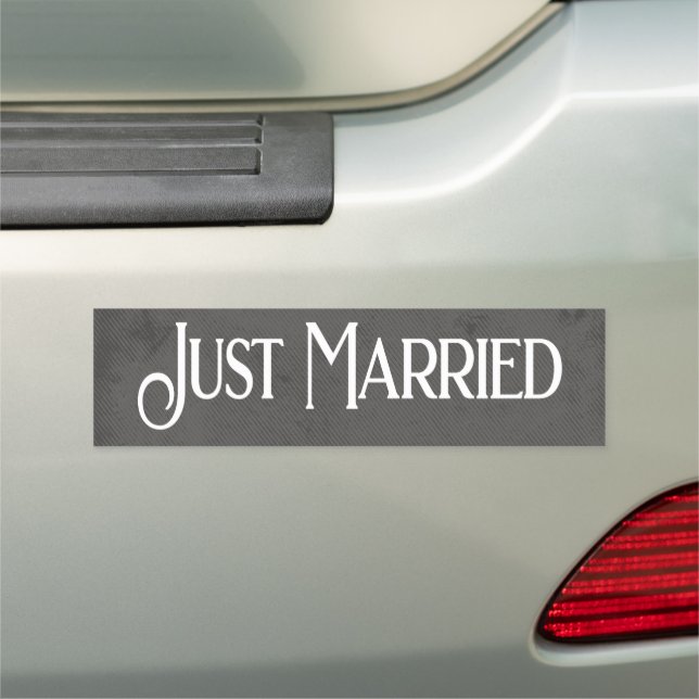 Just Married Simple Modern Gray White Car Magnet (In Situ)