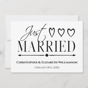 Just Married Simple Modern Wedding Announcement