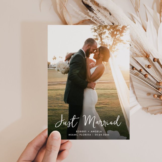 just married simple wedding announcement postcard (Creator Uploaded)