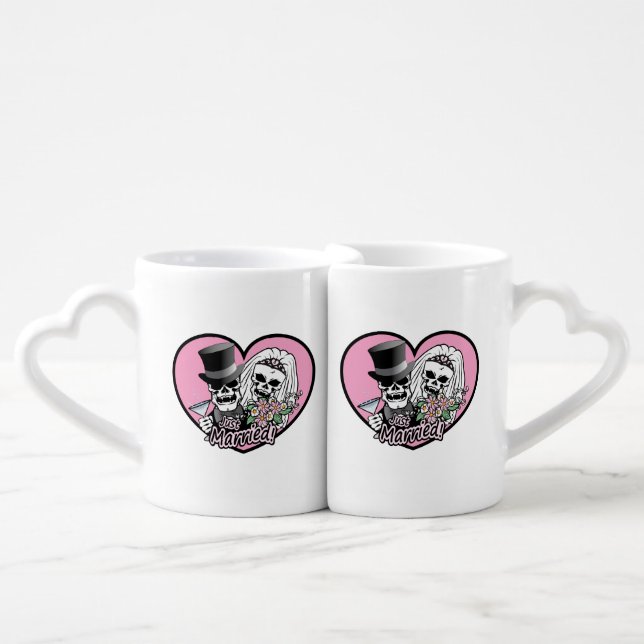 Just Married Skulls Coffee Mug Set (Front Nesting)
