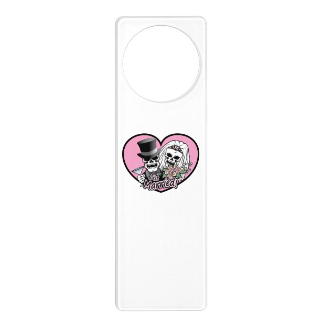 Just Married Skulls Door Hanger (Front)
