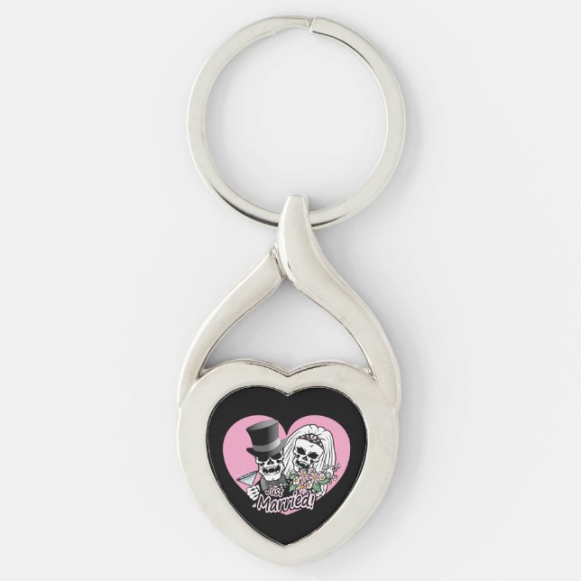 Just Married Skulls Keychain (Front)