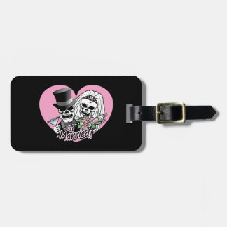 Just Married Skulls Luggage Tag