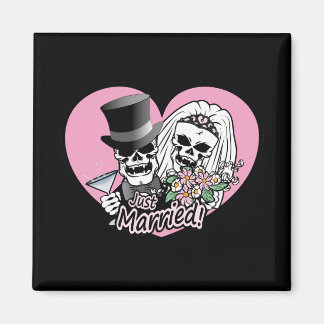 Just Married Skulls Magnet