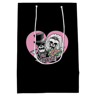 Just Married Skulls Medium Gift Bag