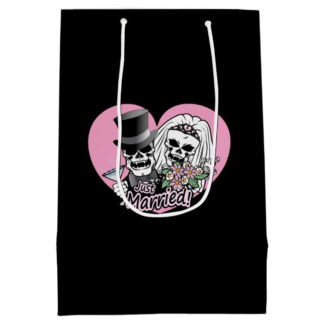 Just Married Skulls Medium Gift Bag (Back)