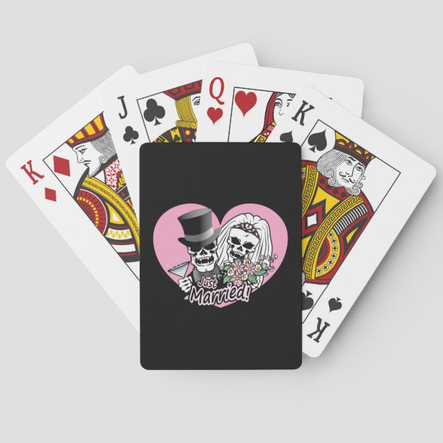 Just Married Skulls Poker Cards (Back)