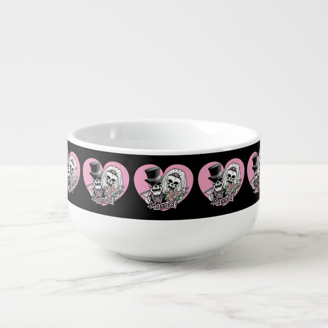 Just Married Skulls Soup Mug (Front)