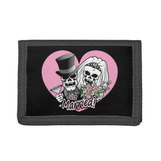 Just Married Skulls Trifold Wallet