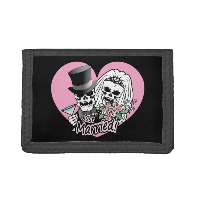 Just Married Skulls Trifold Wallet (Front)