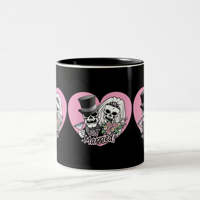 Just Married Skulls Two-Tone Coffee Mug (Center)