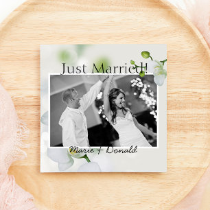 Just Married Soft Elegant Orchid Announcement