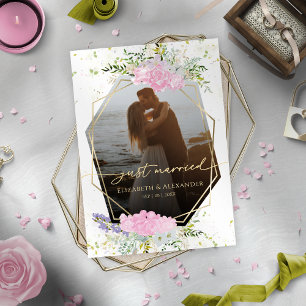 just married Spring Wedding Photo Announcement
