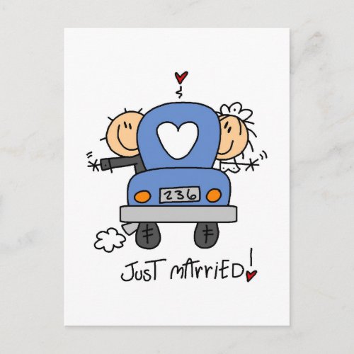 Just Married Stick Figure Wedding Postcards