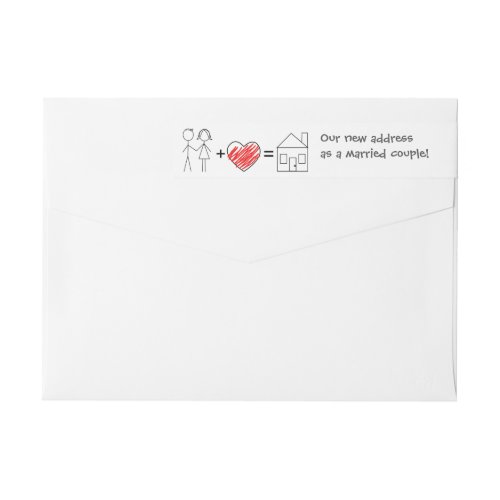 Just Married Stick Figures Wrap Around Label