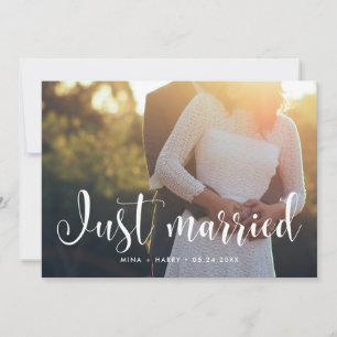 Just married Stylish wedding photo card