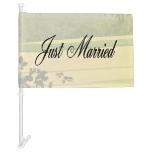 Just Married Summer Fields Wedding Car Flag