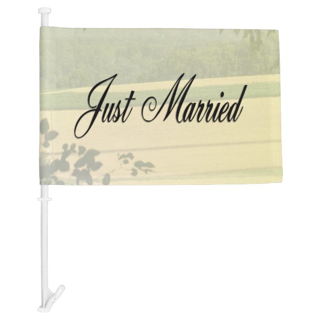 Just Married Summer Fields Wedding Car Flag (Front)