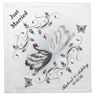Just Married Swans Cloth Napkin