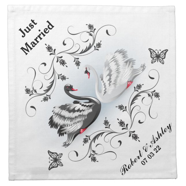 Just Married Swans  Cloth Napkin (Front)