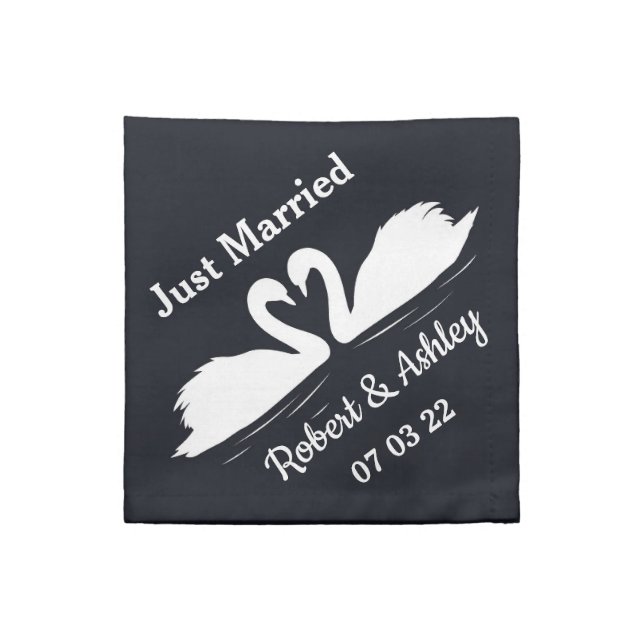 Just Married Swans  Cloth Napkin (Quarter Fold)