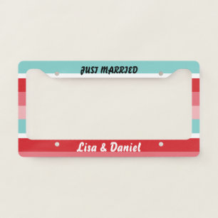 Just Married, Sweet Striped License Plate Frame