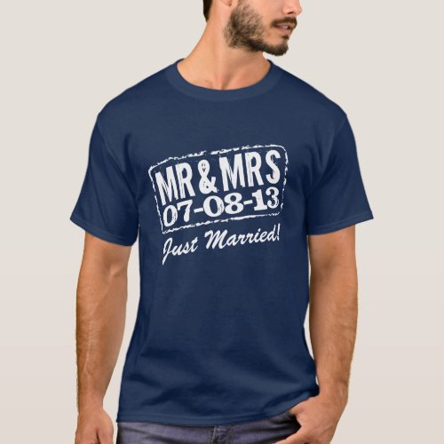Just married t shirt with wedding date  Mr  Mrs