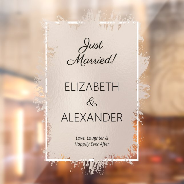 Just Married! Taupe Faux Foil Window Cling (Sheet 2)