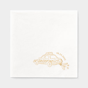 Just married taxi Cocktail Wedding Foil Napkins