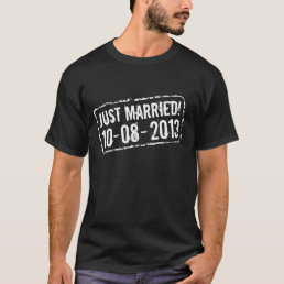 Just married tee shirt with wedding date stamp
