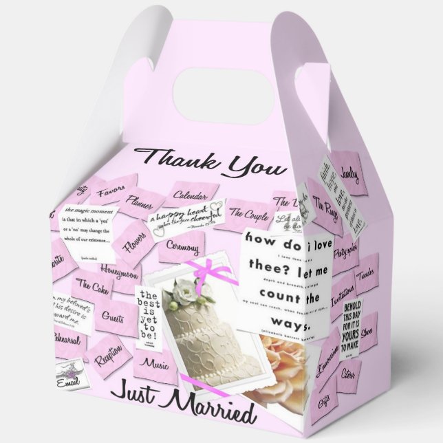 Just Married Thank You Wedding Favor Box (Front)