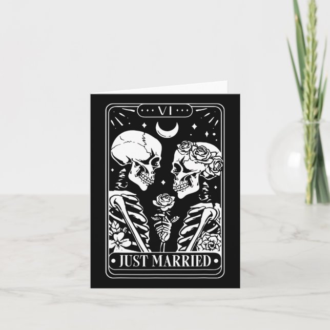 Just Married The Lovers Skeleton Couple Matching H Card (Front)