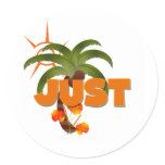 JUST married Tropical  Classic Round Sticker
