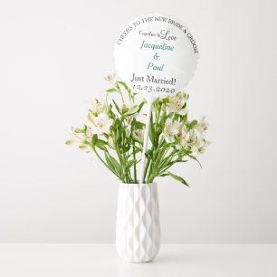 Just Married Tropical Green Yellow Wedding Balloon