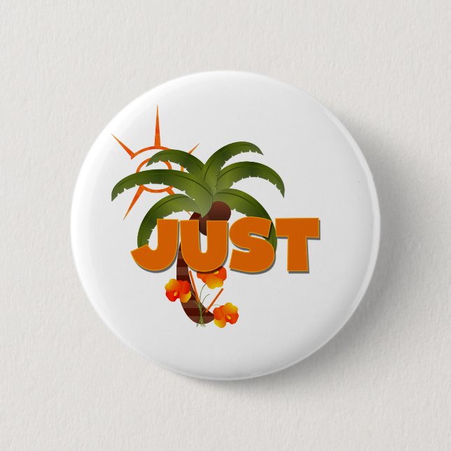 JUST married Tropical  Pinback Button (Front)